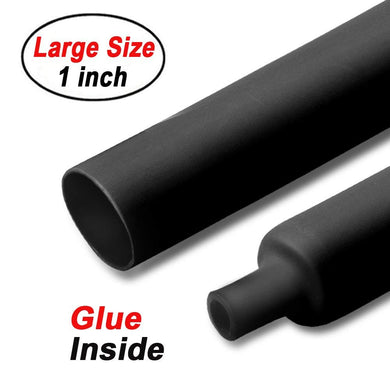 4 ft Black 1 Inch 3:1 Dual Wall Adhesive Heat Shrink Tubing