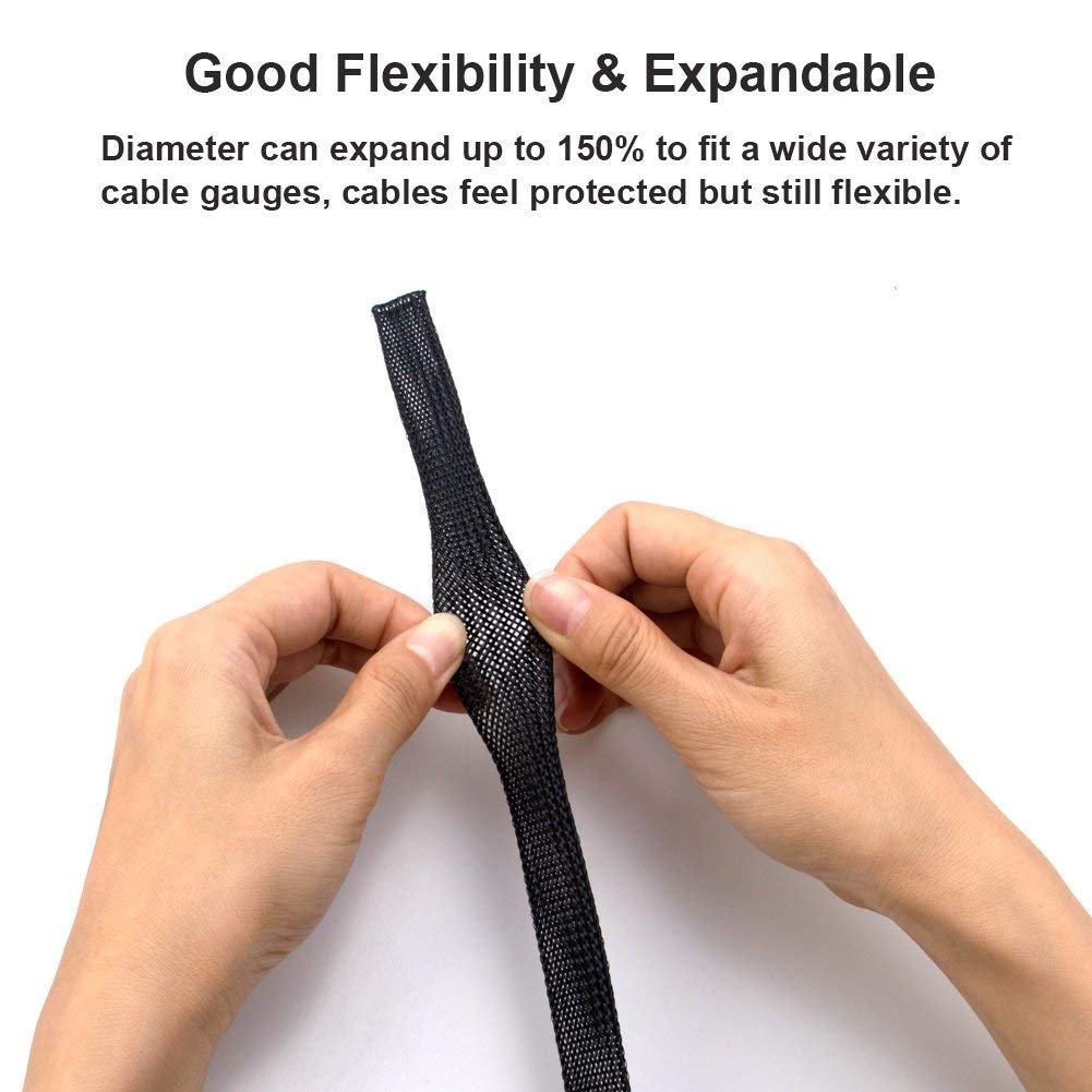 100ft -1/2 inch Flexible PET Expandable Braided Cable Sleeve