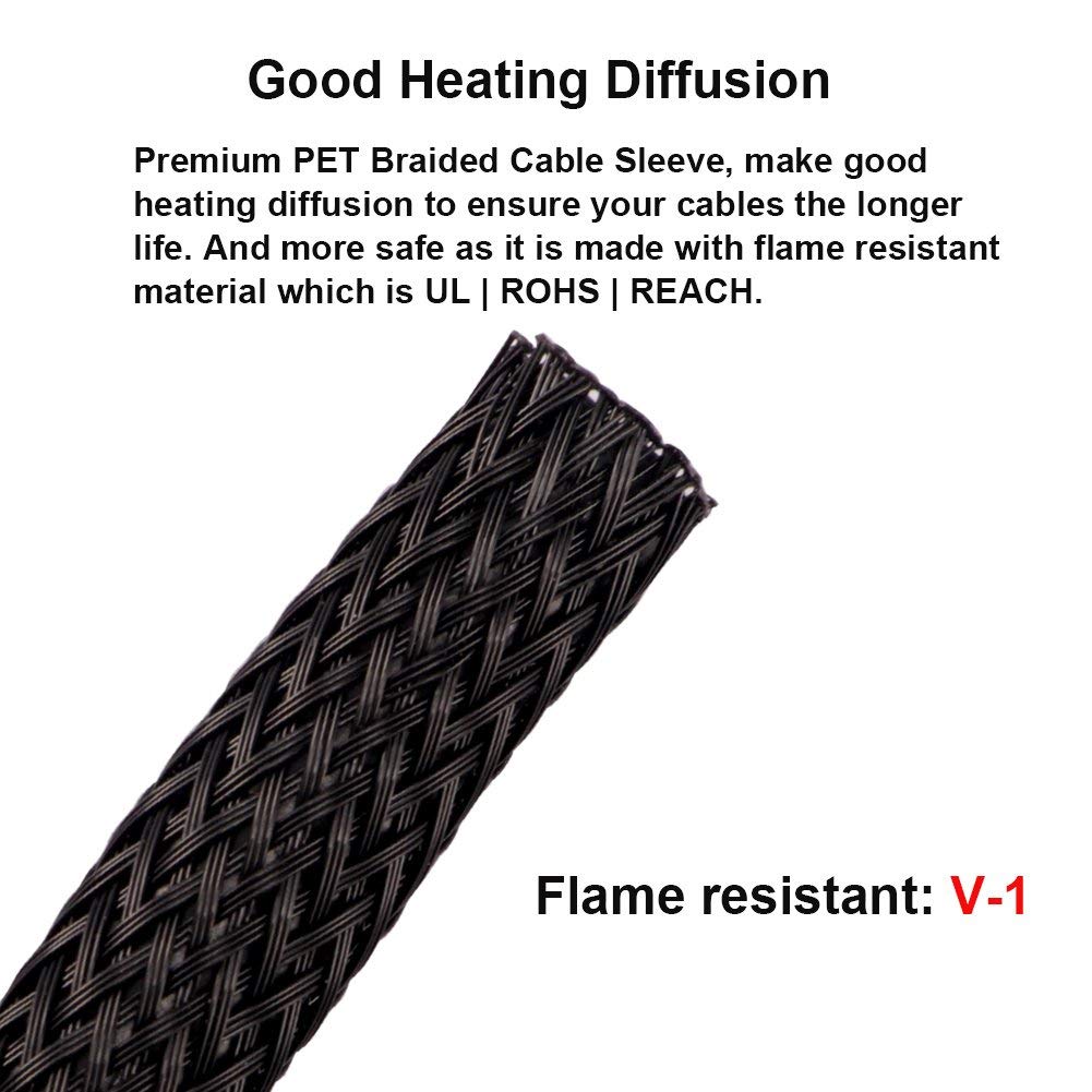 1/4 expandable braided sleeving, carbon/black (Sold by the foot