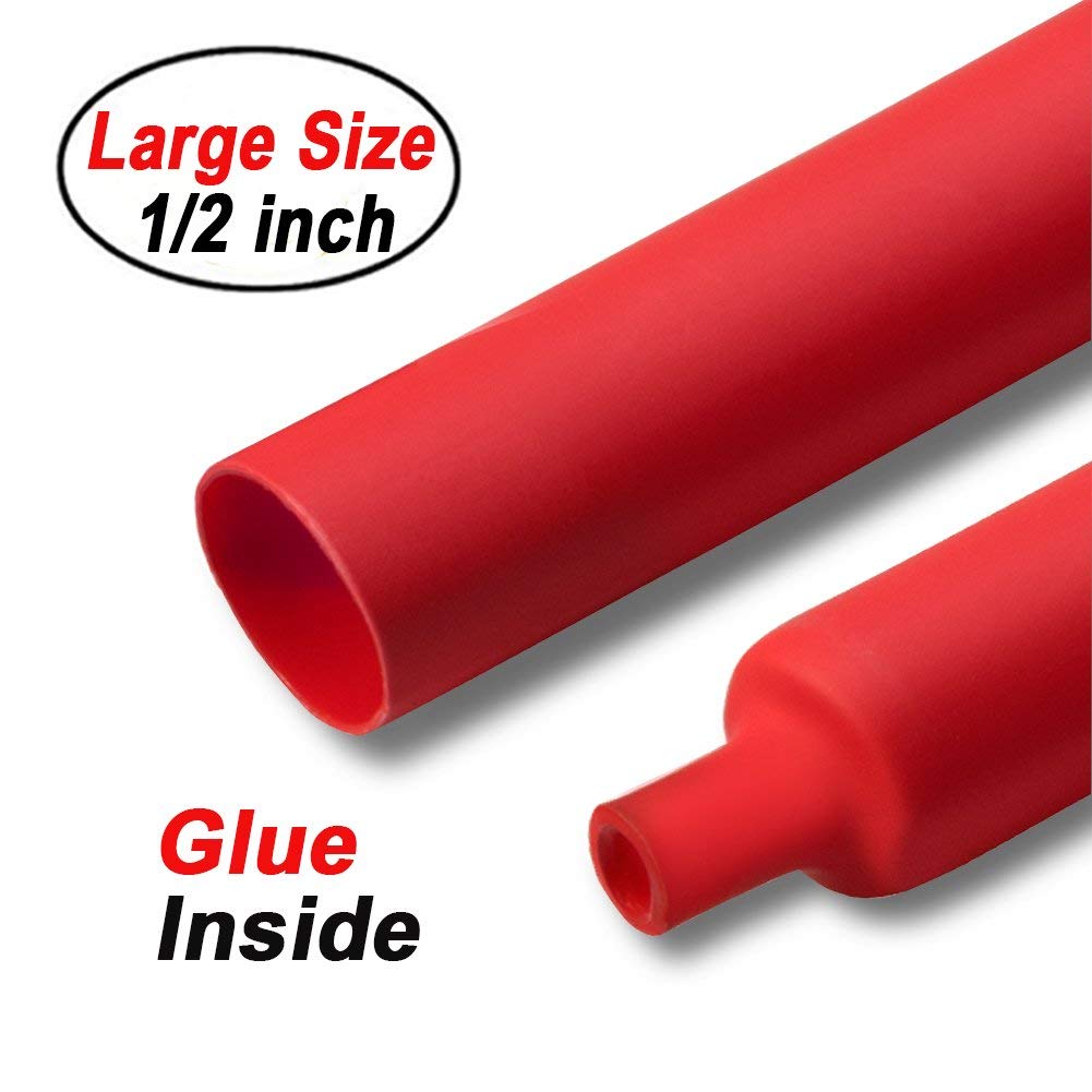 4 ft Red 1/2 inch 3:1 Dual Wall Adhesive Heat Shrink Tubing