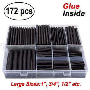 172 pcs 3:1 Marine Grade Dual Wall Adhesive Heat Shrink Tubing kit