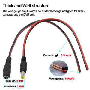 10 Pairs DC Power Pigtail Cable