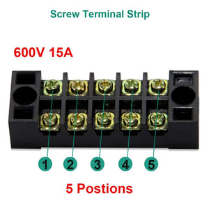 10pcs 5 Sets 5 Positions 600V 15A Dual Row Screw Terminal