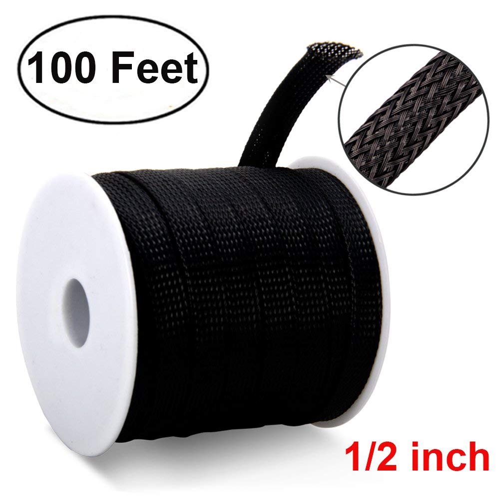 100ft -1/2 inch Flexible PET Expandable Braided Cable Sleeve – MILAPEAK