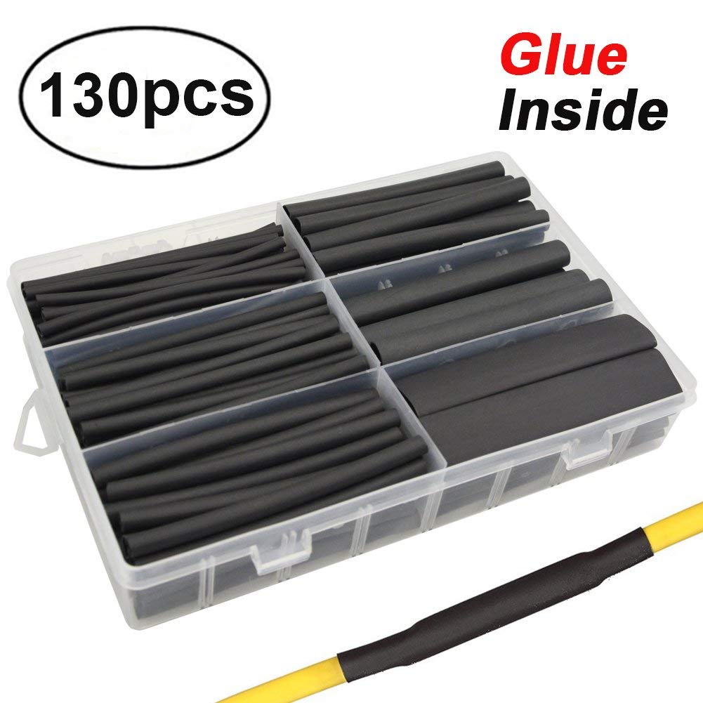 130 pcs 3:1 Marine Grade Dual Wall Adhesive Heat Shrink Tubing kit