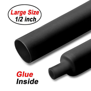 4 ft Black 1/2 inch 3:1 Dual Wall Adhesive Heat Shrink Tubing