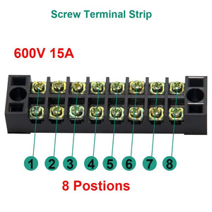 12pcs(6 Sets) 8 Positions 600V 15A Dual Row Screw Terminal