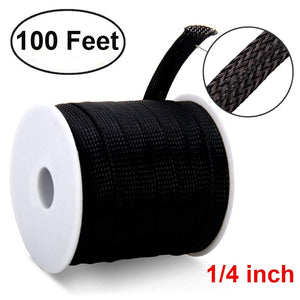 100ft -1/4 inch Flexible PET Expandable Braided Cable Sleeve