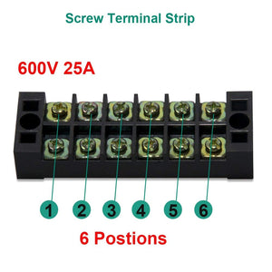 10pcs 5 Sets 6 Positions 600V 25A Dual Row Screw Terminal