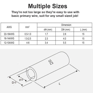 220pcs Non-Insulated Butt Connectors