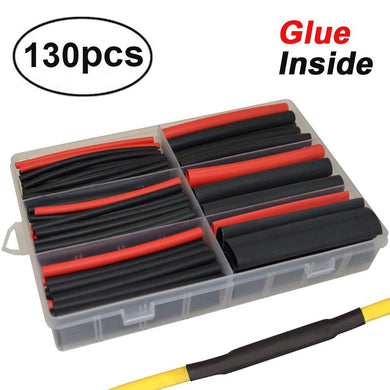 130 pcs Red and Black 3:1 Marine Grade Dual Wall Adhesive Heat Shrink Tubing kit