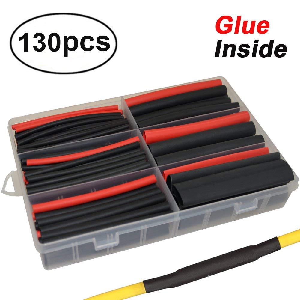 130 pcs Red and Black 3:1 Marine Grade Dual Wall Adhesive Heat