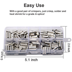 220pcs Non-Insulated Butt Connectors