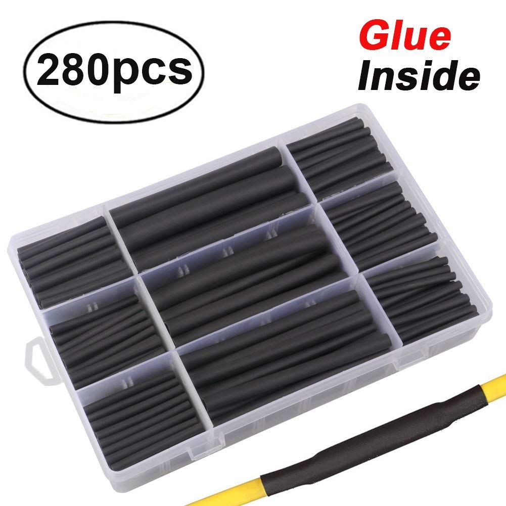 280 pcs 3:1 Marine Grade Dual Wall Adhesive Heat Shrink Tubing kit