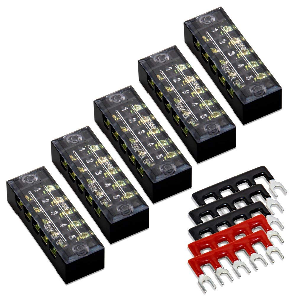 10pcs 5 Sets 5 Positions 600V 15A Dual Row Screw Terminal